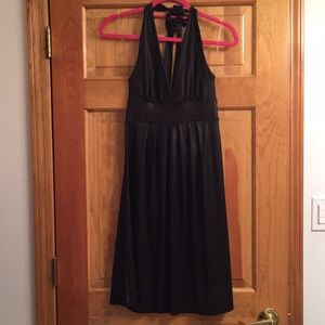 Shiny Black Halter Dress